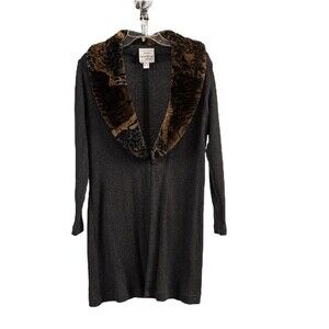 Vintage Joseph Ribkoff sport fur colar long cardigan size 8